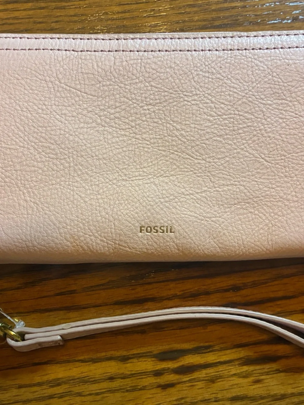 Fossil Blush Pink Leather Zip Around Wallet Wristlet